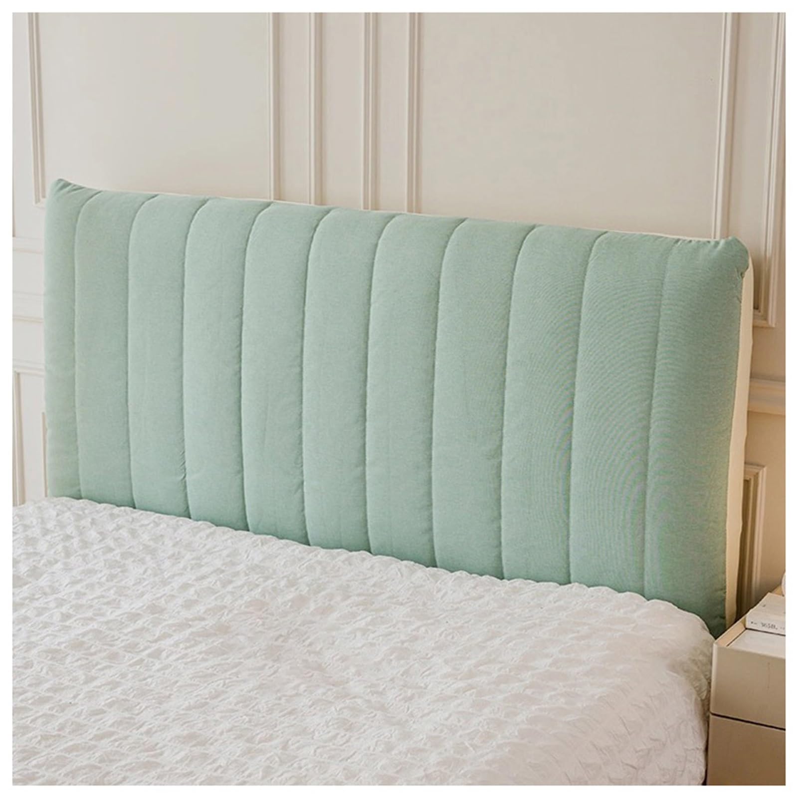 YUEZHONG Linen Bed Headboard Cover for King Queen Full Size, Linen Padded Headboard Slipcover Dustproof Protector for Dormitory Bedroom Decoration(Lake green,120x60cm/47x24in)