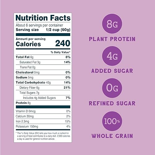Vista 42 de Seven Sundays Muesli Cereal clásico Bircher Manzana Canela Almendra, bolsa de 32 onzas (paquete de 4), sin gluten, 0.00 oz de azúcar añadido