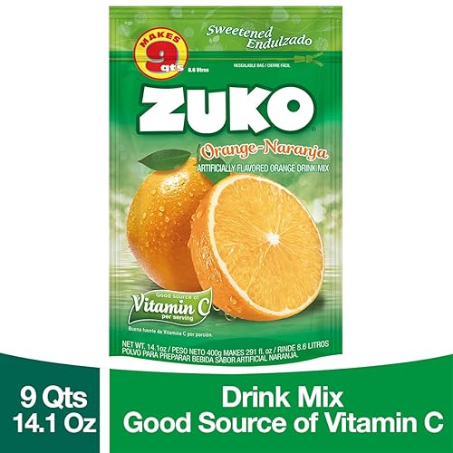 Miniatura 6 de Zuko Bebida instantánea en polvo naranja  Paquete familiar  No necesita azúcar  Vitamina C  14.1 onzas (paquete de 6)