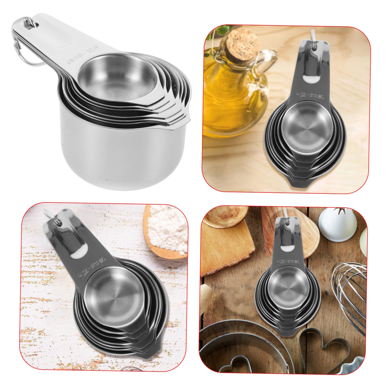 Ensemble de Tasses à Mesurer 30 à 240 Ml 1 Set en Acier Inoxydable
