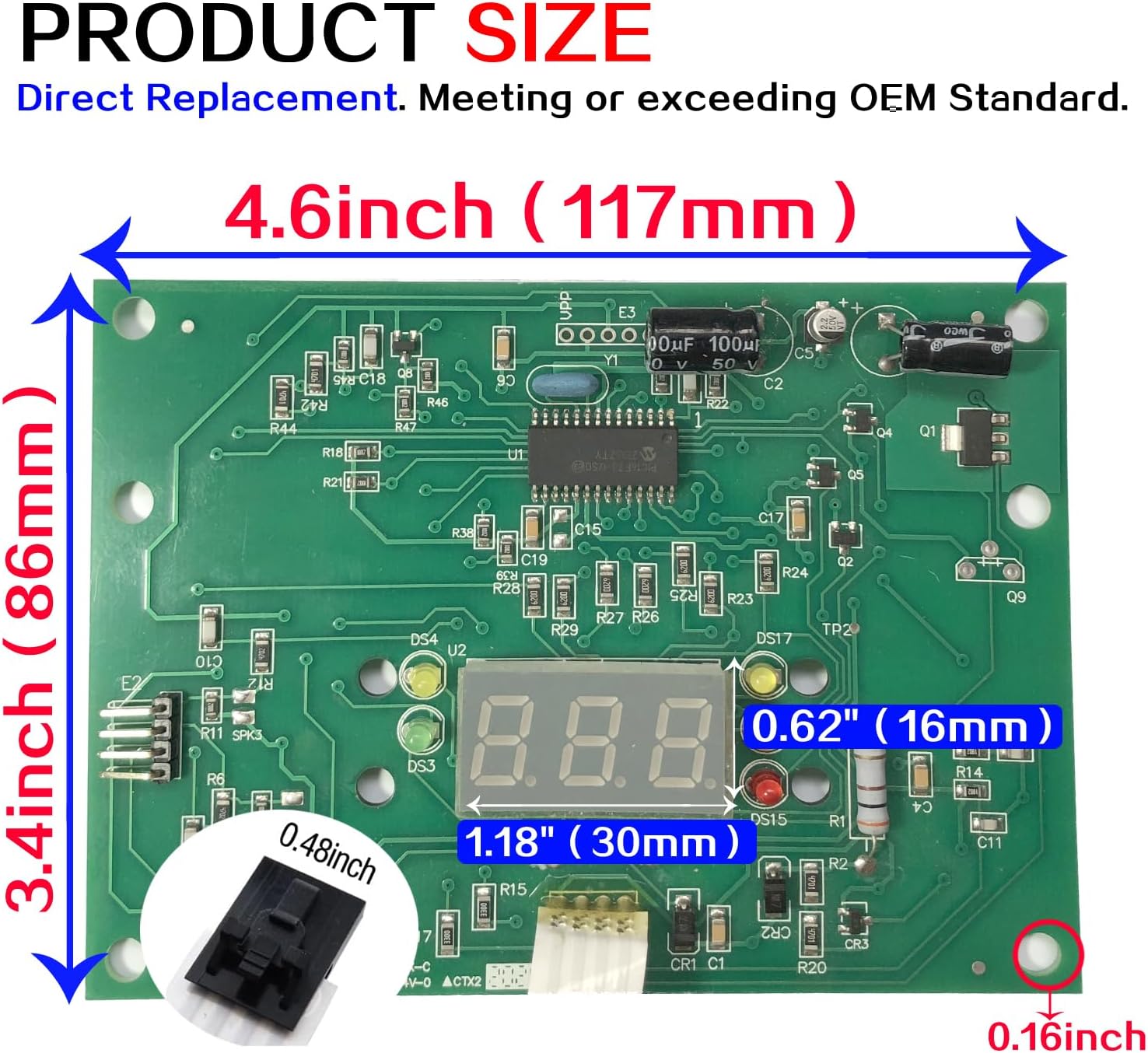 IDXL2DB1930 Display Board, Replacement for Hayward Heater Control Panel Keypad Membrane Switch Compatible with Hayward H350FDP H250IDL2 H350IDL2 H400IDL2 & Universal H-Series Low Nox Induced Draft