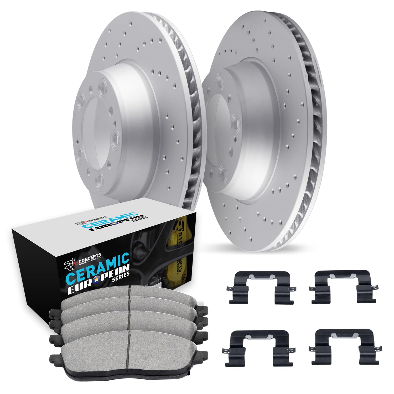 R1 Concepts Front Rear Brakes And Rotors Kit |Front Rear Brake Pads| Brake Rotors And Pads| Euro Ceramic Brake Pads And Rotors| Hardware Kit WJTH2- 31017 - View #5
