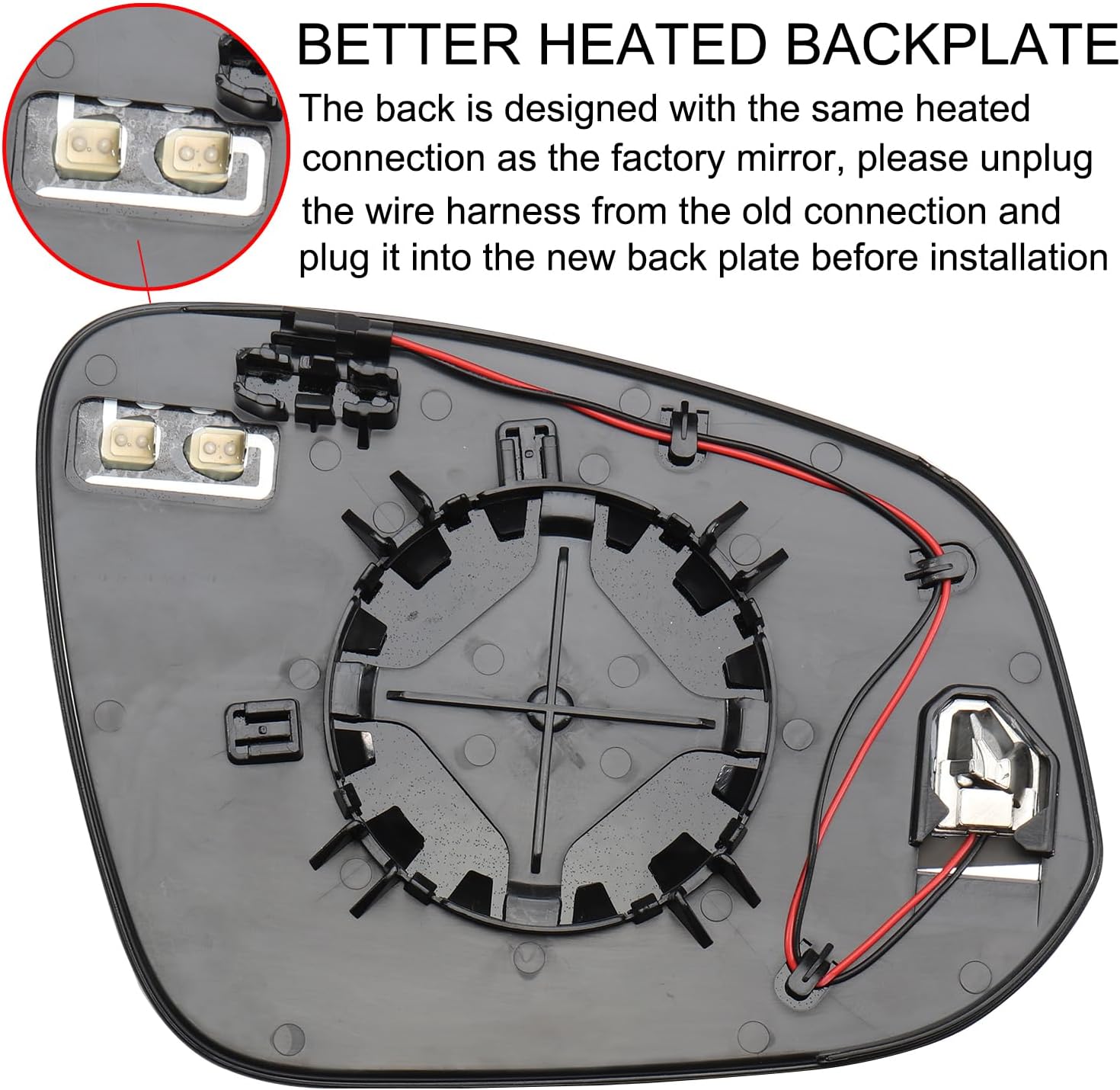 Driver Side Mirror for Toyota Highlander 2014-2019 with BSD Heated Left Side Mirror Replacement Glass