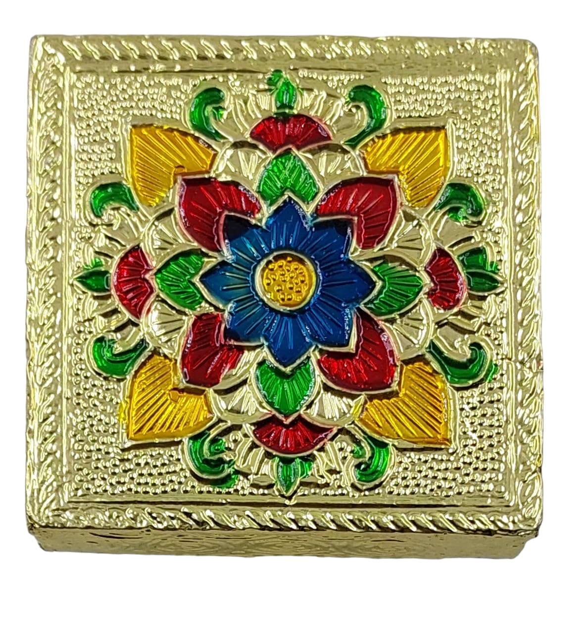 ARTISKRITI Chowki Aasan for God Idol Meenakari Wooden Puja Bajot Indian Religious Chaurang, Pooja Singhasan for Temple Decoration, Set of 4 1