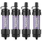 Sawyer Products SP3504 Mini Water Filtration System, Filter and Cleaning Plunger only, 4-Pack, Purple