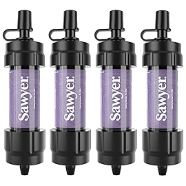 Sawyer Products SP3504 Mini Water Filtration System, Filter and Cleaning Plunger only, 4-Pack, Purple