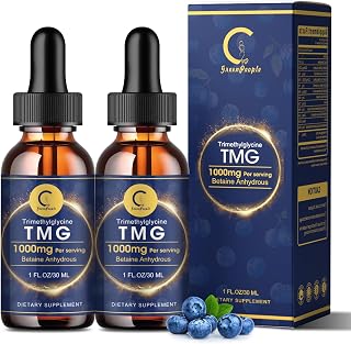 TMG Supplements Liquid Drops 1000mg - Trimethylglycine High Absorption Fast-Acting Supplement, Methylation, Liver Health & Brain Function - Vegetarian, Non-GMO, Blueberry Flavor 1 Fl.Oz (2 Pack)