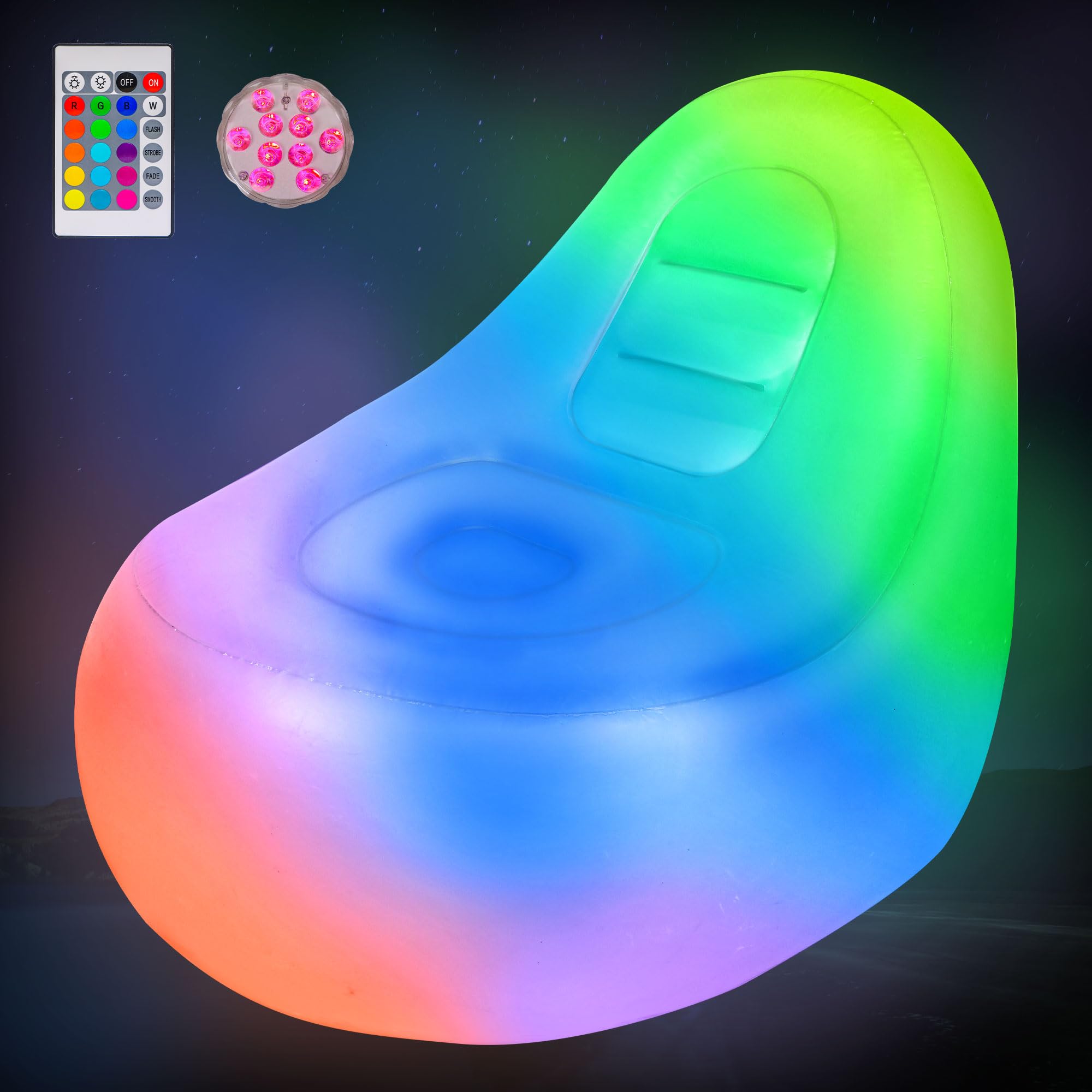 Amazon.com: MIICASA LED Light Inflatable Chair, Blow Up Illuminated Air ...