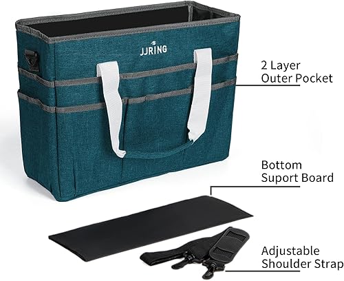 Miniatura 4 de JJRING Bolsa Organizadora para Manualidades, Caddy Grande de Almacenamiento de Arte con Múltiples Bolsillos, Bolsa de Costura Azul Verdosa