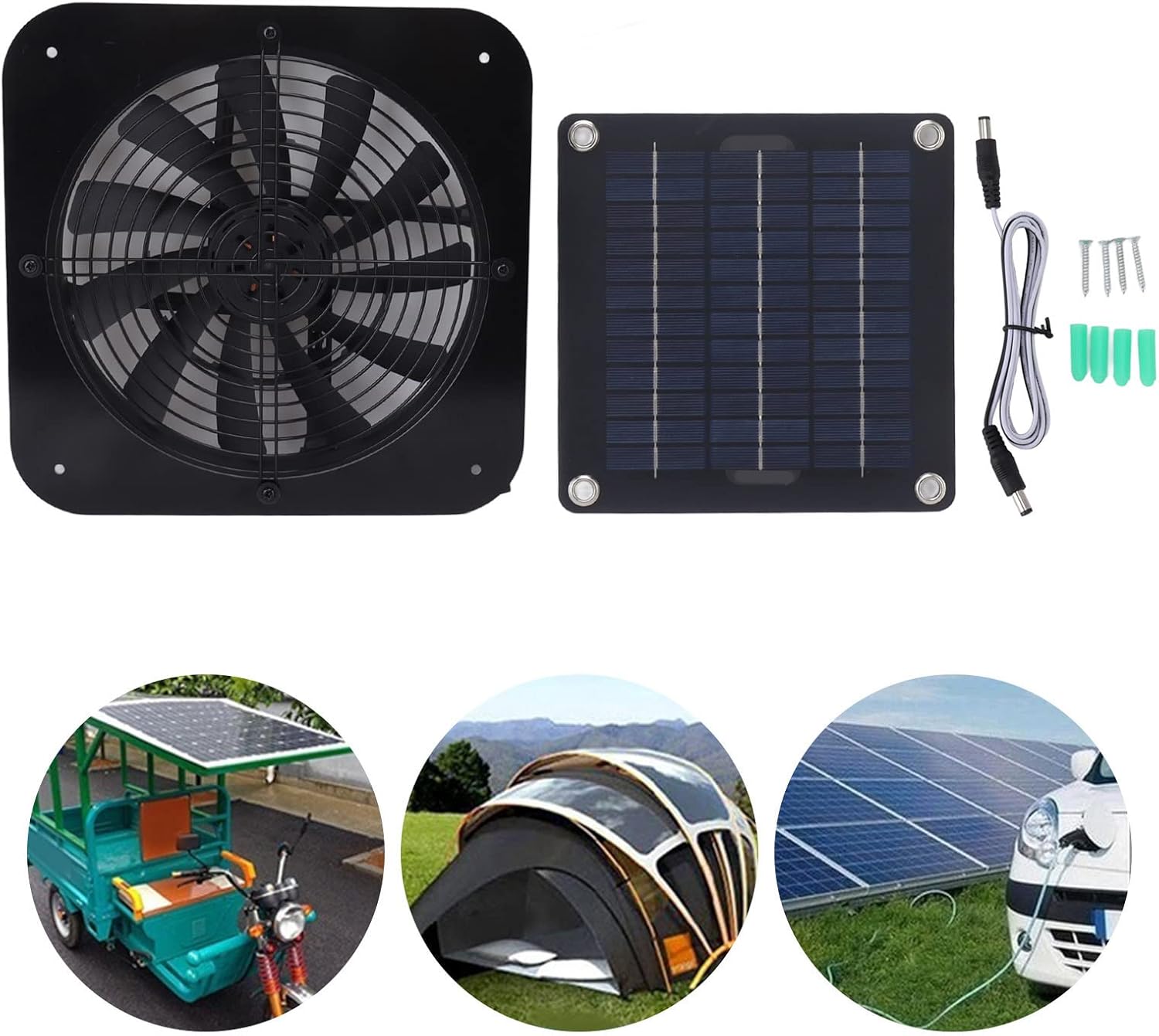 20W Solar Powered Ventilation Fan, Efficient Air Exchange Fan, Renewable Energy Greenhouse Electricfan for Greenhouse Chicken Coop Shed