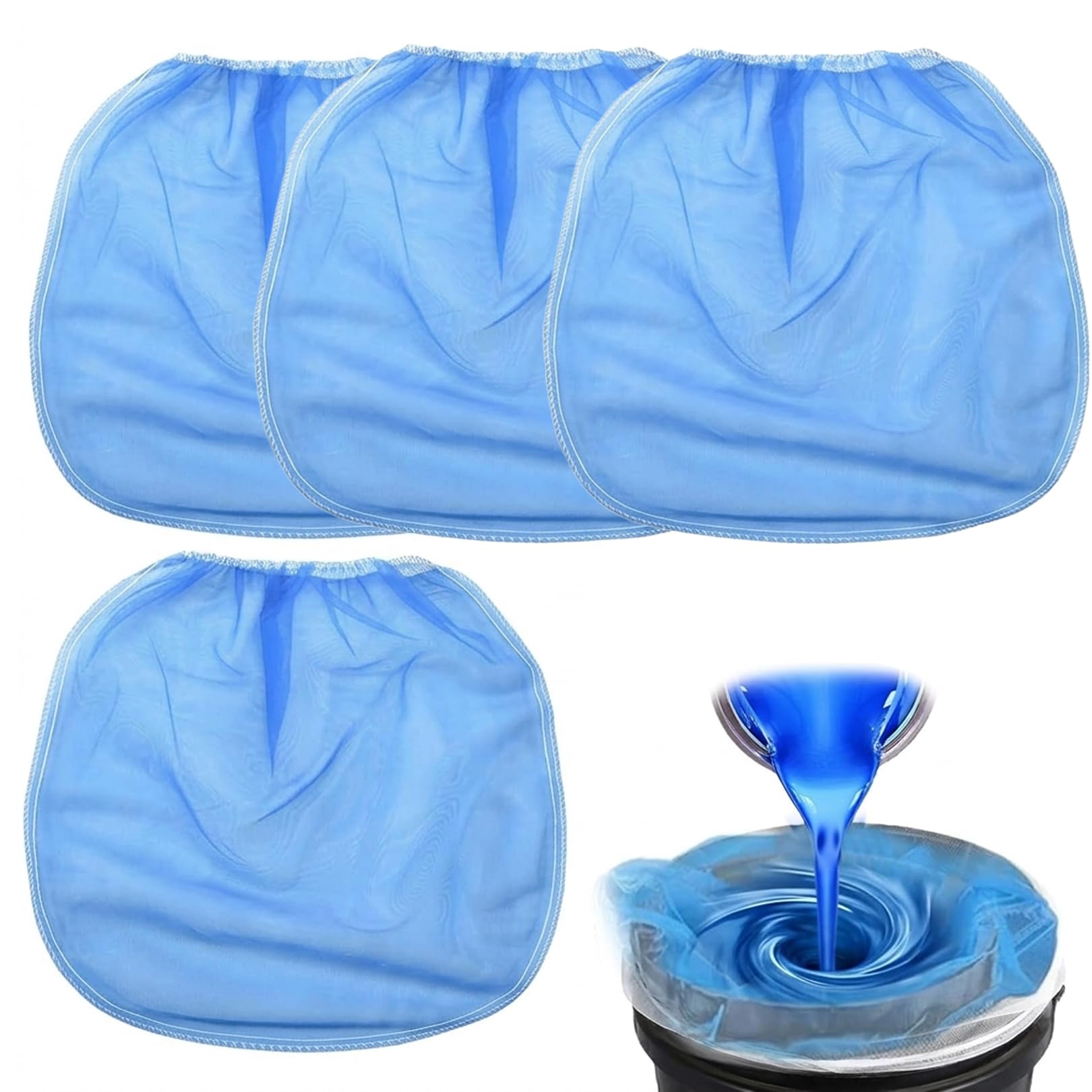 4 Pcs Paint Strainer Bags,5 Gallon Fine Mesh Nylon Filter Bags with Elastic Opening,Large Blue Strainer for Paint,Stains,Emulsion & Home Brewing,54cm x 50cm Durable Liquid Filter Netting (BL 5GAL)