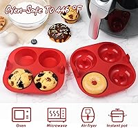 Vista 2 de Webake Molde de silicona para magdalenas y molde para donas, para hacer cupcakes y donas de tamaño estándar de 2.8 pulgadas, antiadherente, sin BPA