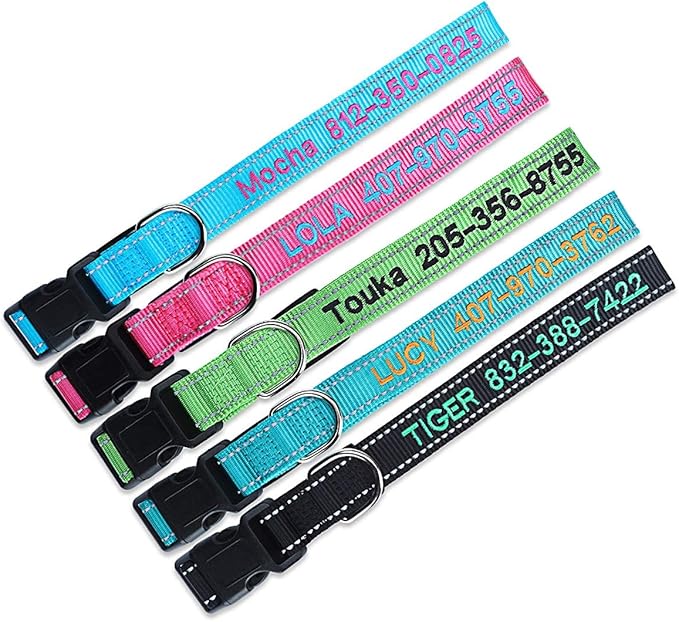 Collar personalizado bordado para perro con nombre y teléfono miniatura 8