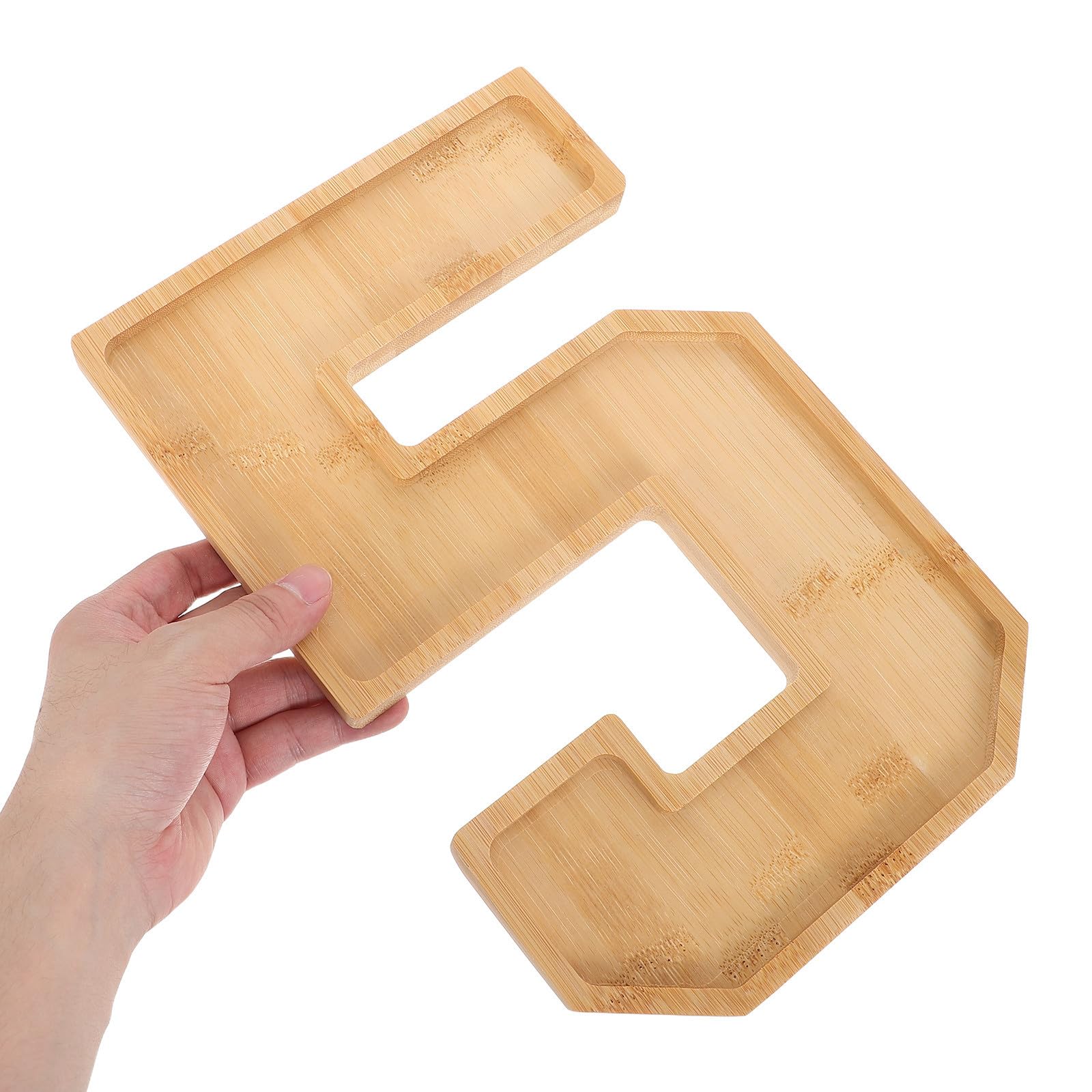 Bandeja de Servir de Madera Cuadrada Diseño de Números, Compartimentos Múltiples y Superficie Fácil de Limpiar para Uso en Cocina y Pausas Corporativas