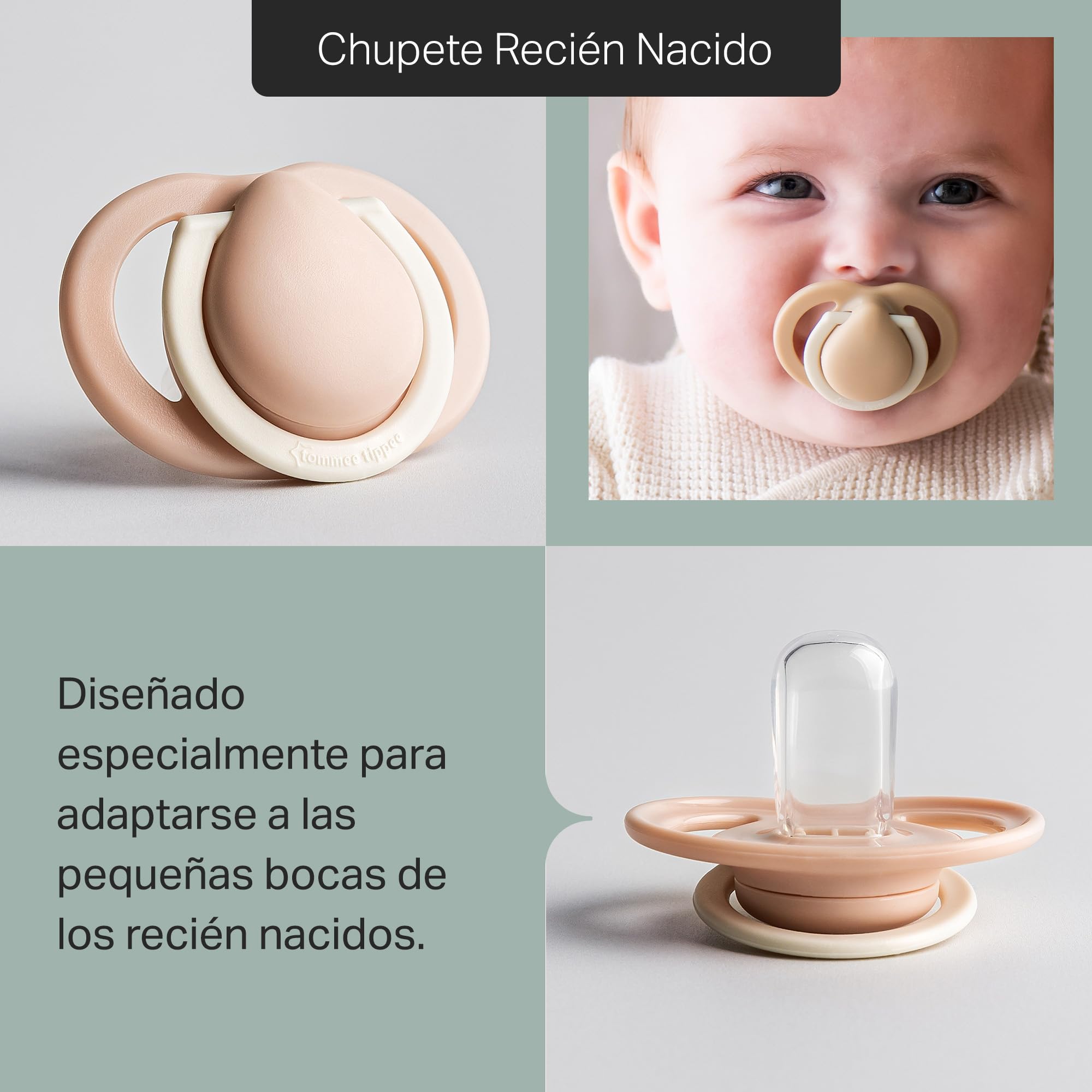 Tommee Tippee Set con Chupetes y Biberones, incluye Biberones Natural Start de 150ml y 260ml con Autoesterilización y Tetinas de Flujo Lento y Extralento y Chupetes Ultra-light StayPut y Recién Nacido