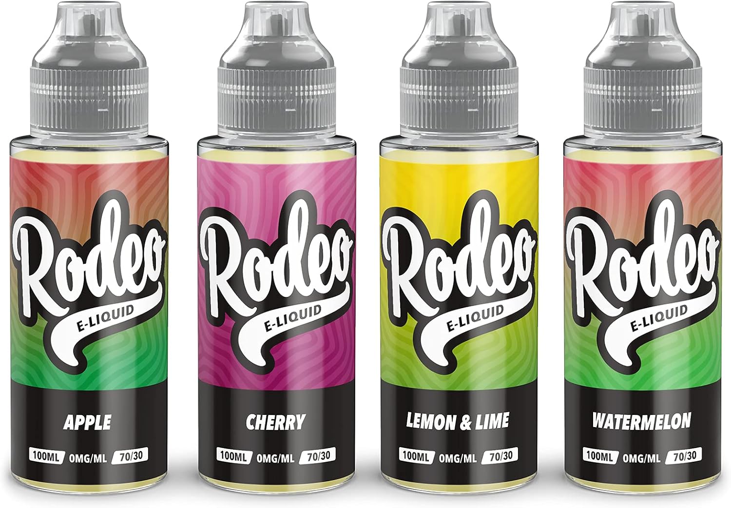 Rodeo Vape Liquid 4 x 100ml Apple + Cherry + Lemon Lime + Watermelon