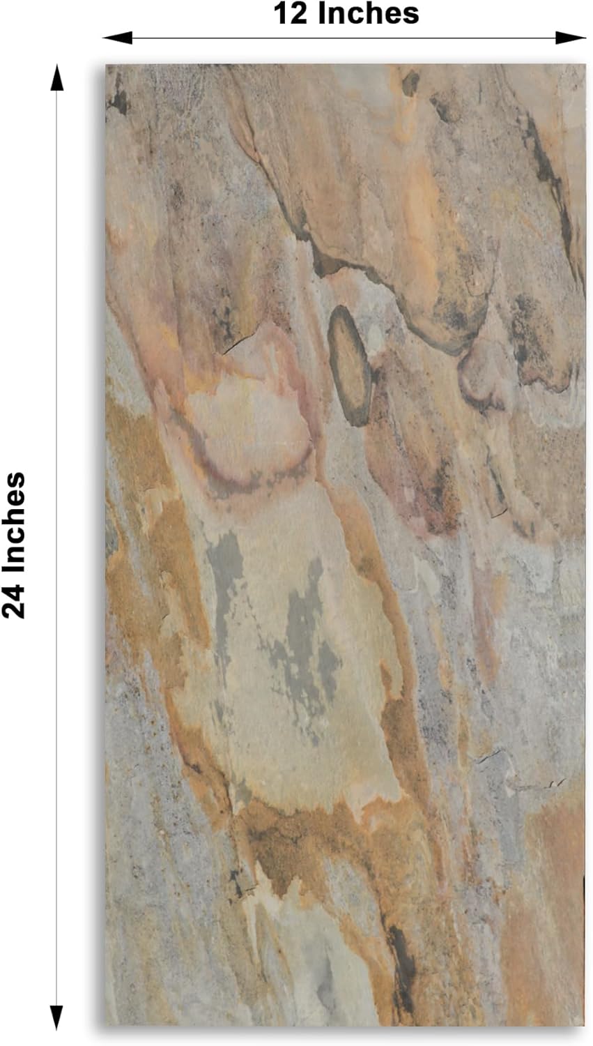 Stoneflex Peel & Stick Thin Real Stone Veneer Sheets - Stick on Kitchen Backsplash Living Room Office Bathroom Wall Indian Autumn [Pack of 5]