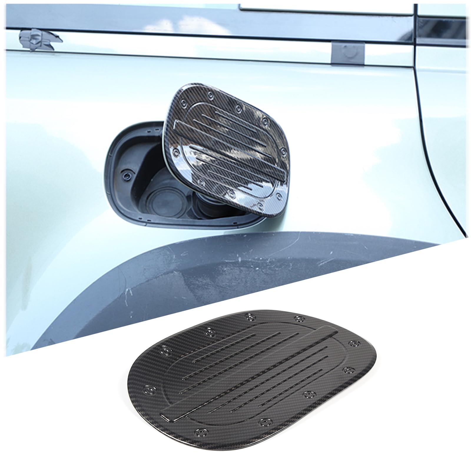Car Gas Tank Door Cover Protective Cover Accessories, Compatible with Land Rover Defender 90 110 130 2020-2024 ABS Fuel Tank Door Cover Protective Sticker Auto Decorative (Carbon Fiber Grain)