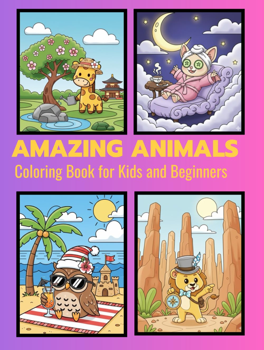 Amazing Animals: Coloring book for kids and beginners