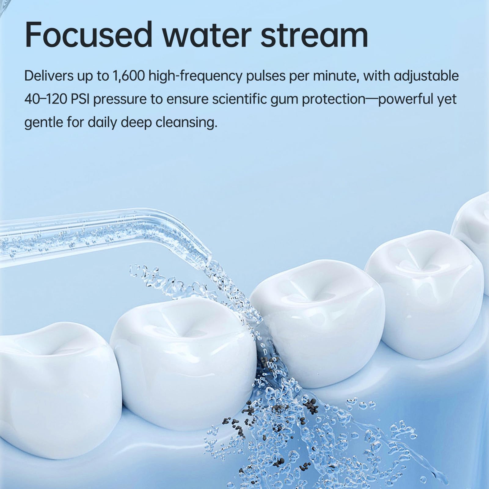 Dispositivo elettrico per filo interdentale, irrigatore orale portatile, serbatoio dell'acqua da 200 ml, durata della batteria 70 giorni, 4 modalità di pressione, lavabile IPX7, per casa e viaggi