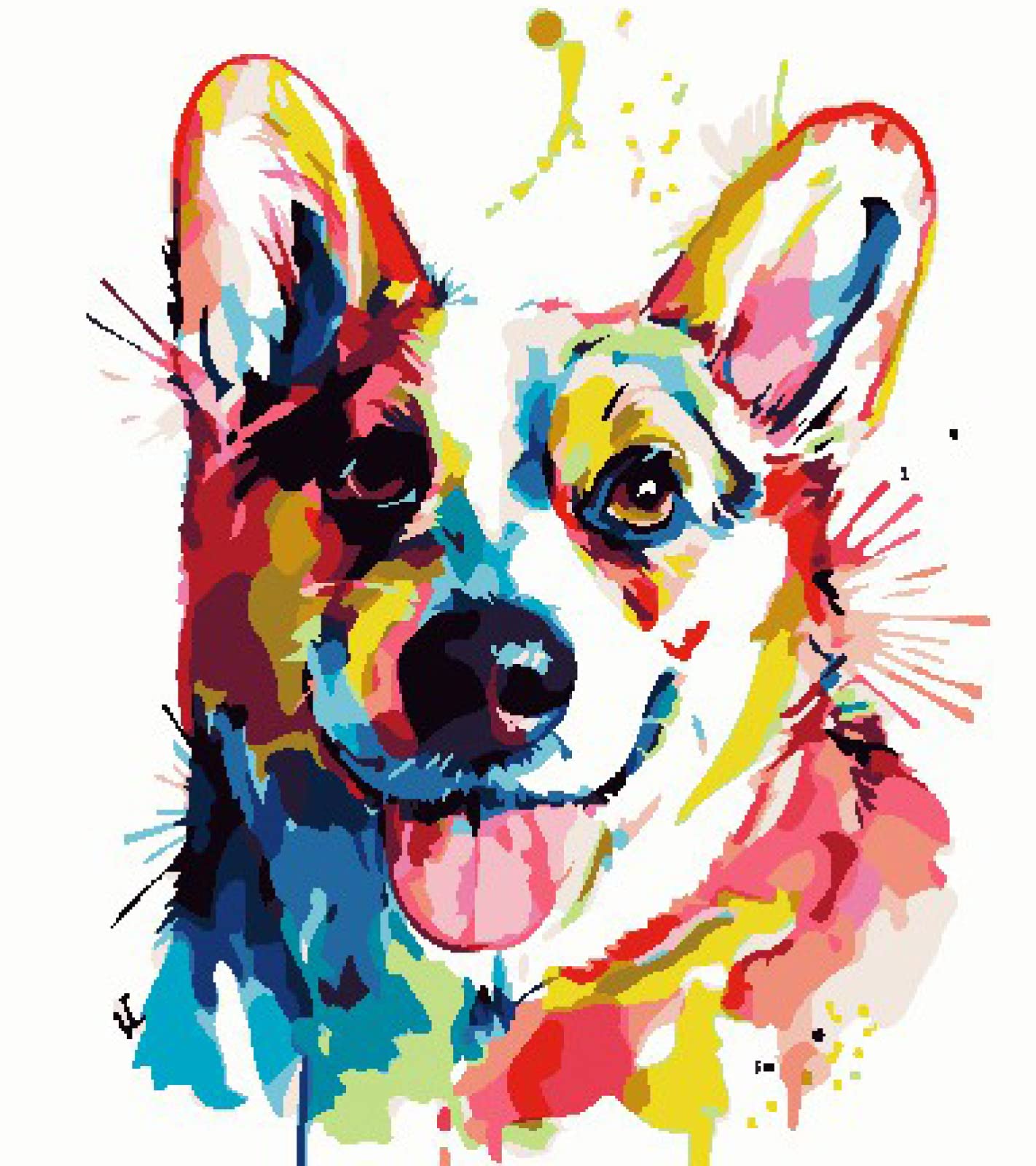 Kit point de croix pré-imprimé chien coloré DIY 11CT broderie complète 40x50cm