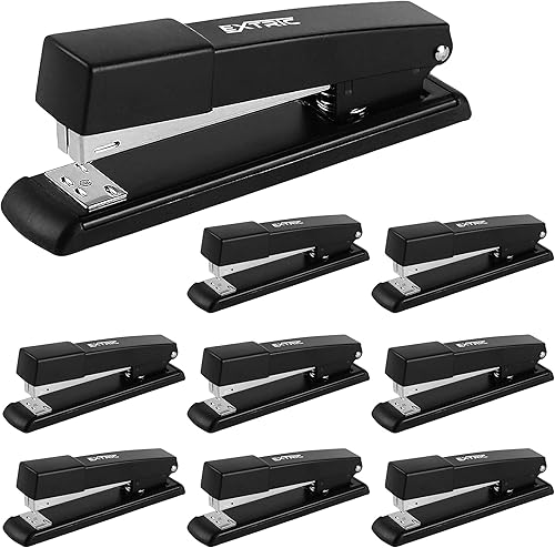Grapadora  Paquete de 9 grapadoras para escritorio, engrapadora negra resistente, engrapadora de oficina con capacidad de 25 hojas