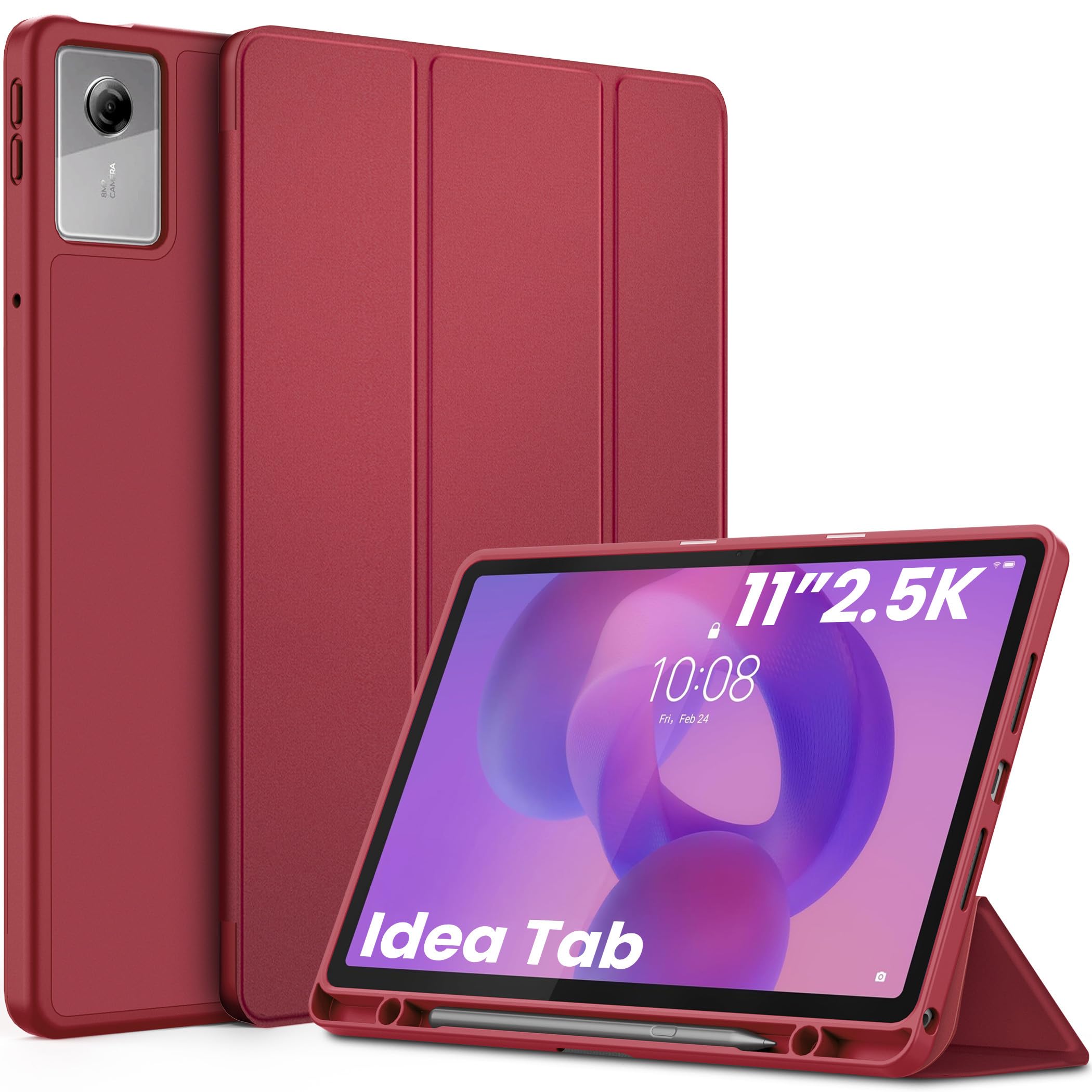EasyAcc - Custodia per Lenovo Idea Tab, tablet da 11 pollici 2025 con supporto per penna TB-336ZU TB-336FU, ultra sottile con funzione di supporto, custodia in PU in pelle (Rosso vino EasyAcc - Custodia per Lenovo Idea Tab, tablet da 11 pollici 2025 con supporto per penna TB-336ZU TB-336FU, ultra sottile con funzione di supporto, custodia in PU in pelle (Rosso vino