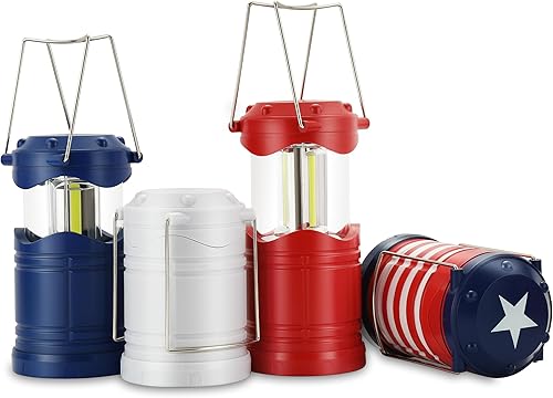 Miniatura 11 de Lichamp Linterna LED para campamento, paquete de 4 linternas alimentadas por batería para cortes de energía, luz colgante plegable portátil esencial