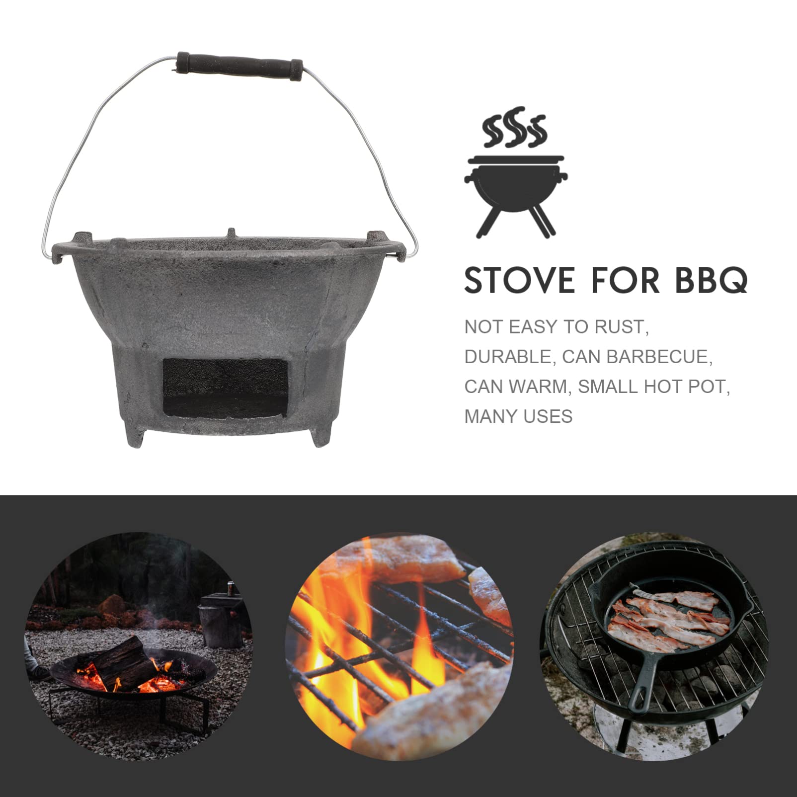 Okrągły grill Mini grill węglowy Kuchenka kempingowa Przenośny piec do grilla Żeliwo Japoński grill Hibachi Grill Yakitori Grill stołowy do gorącego garnka Piknik na świeżym powietrzu Koreański stół