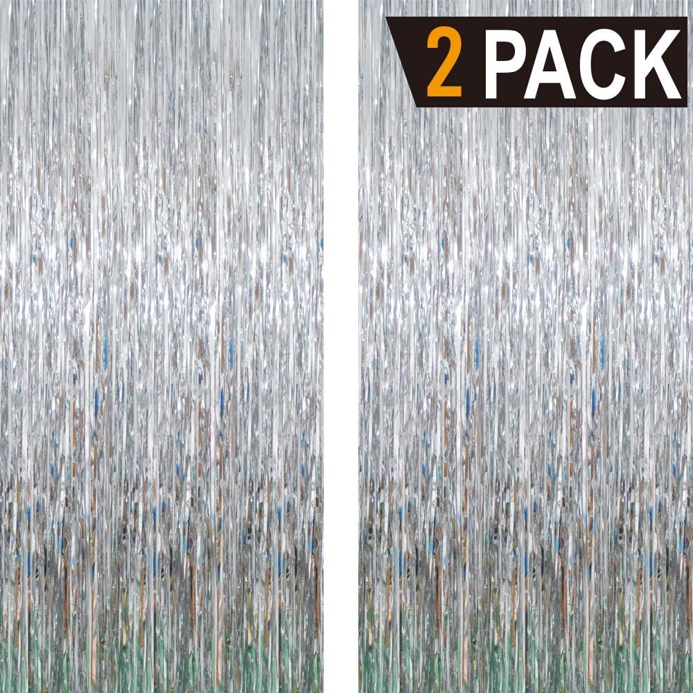 GOER 3.2 ft x 9.8 ft Metallic Tinsel Foil Fringe Curtains for Party Photo Backdrop Wedding Decor (1, Shiny Gold) : Home & Kitchen