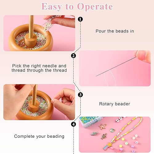 Miniatura 3 de Juinte Agujas curvadas de cuentas de ojo grande de 6 tamaños, aguja de cuentas de acero inoxidable para girador de cuentas, agujas giratorias para