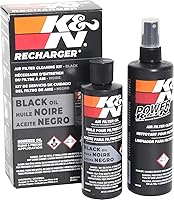 Vista 1 de K&N Kit de limpieza del filtro de aire: limpiador de filtros de botellas y aceite de aceite negro; Restaura el rendimiento del filtro de aire