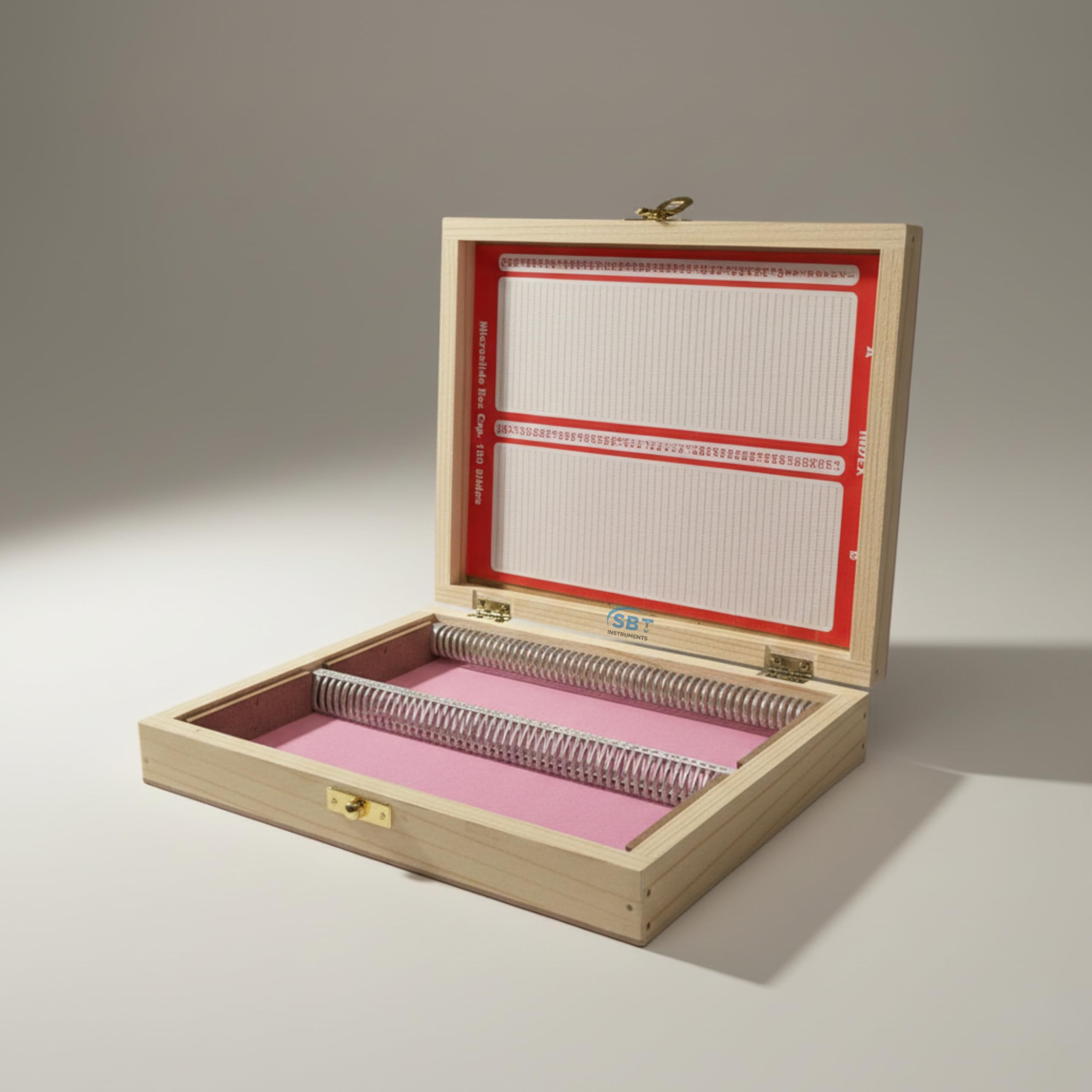 SBT Instruments Wooden Microscope Slide Storage Box for Slides | Pathology & Biology Laboratory Equipment | Secure Slide Holder Box for Lab Use (Wooden Box for 100 Slides)