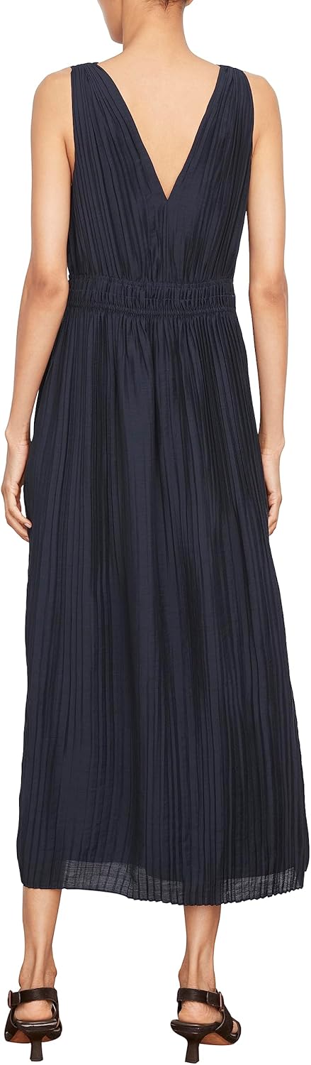 Vince Womens Pleated Dbl V-Neck Dress - Image 3