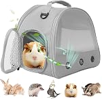 Small Animal Carrier Bag, Portable Guinea Pig Carrier for Hamster Cage, Bird Rat Guinea Pig Squirrel Carrier (Grey)