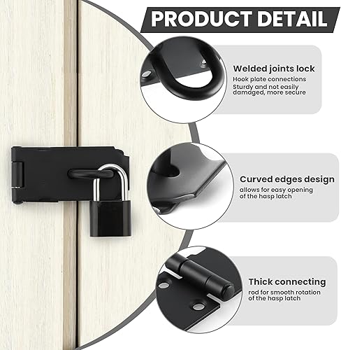 Miniatura 3 de Alise MS9B-3C-2P - 2 cerraduras de puerta, cierre de seguridad de acero inoxidable SUS 304 de 3 pulgadas, con tornillo de fijación para puertas