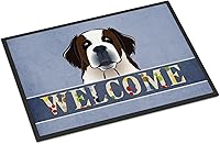 Vista 217 de Caroline's Treasures BB1449JMAT - Tapete de bienvenida de carlino negro, 24 x 36 pulgadas, tapete azul para puerta delantera, para interiores