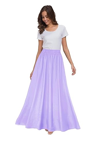Sinono Womens Chiffon Retro Maxi Skirt Vintage Ankle-Length Skirts