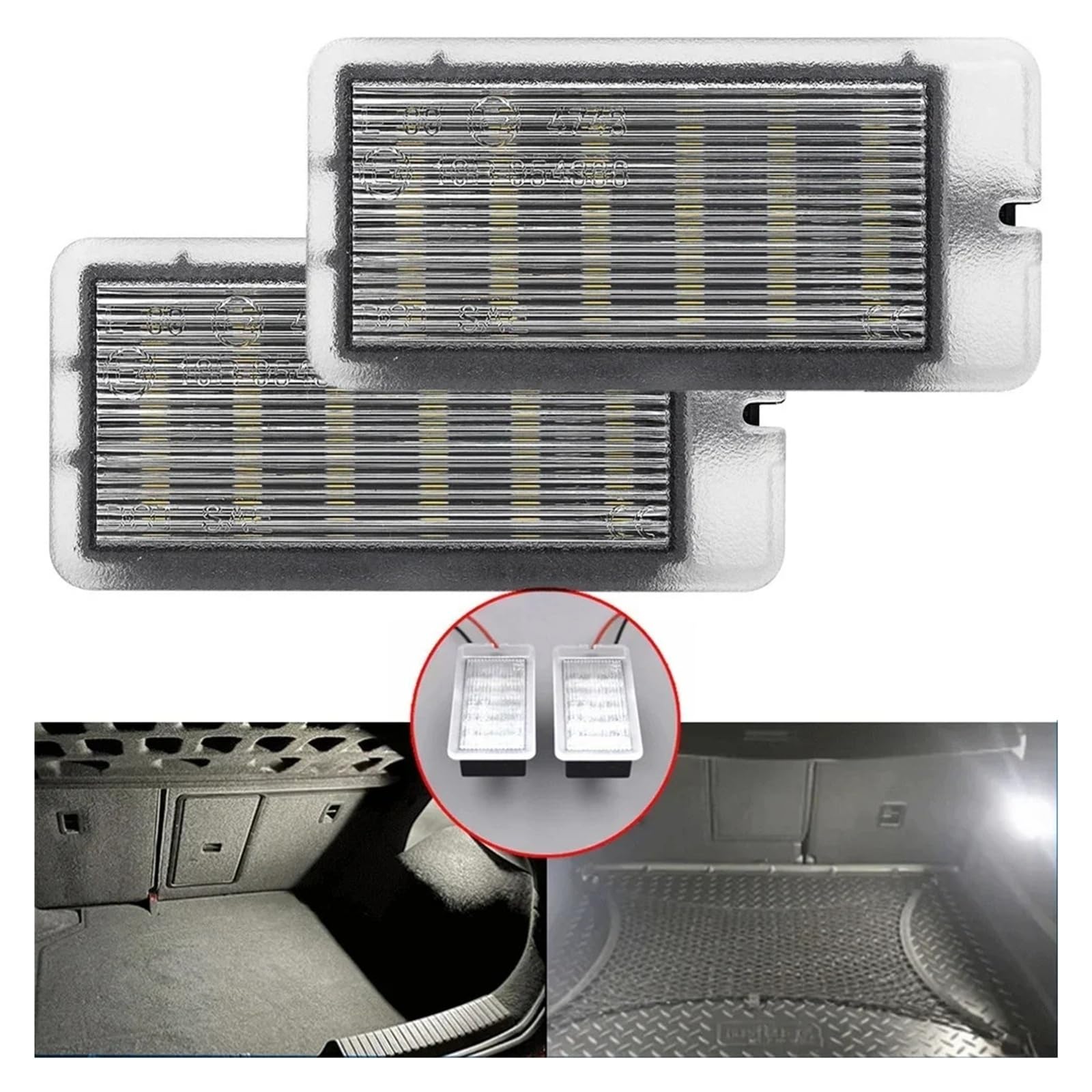 Adatto for Renault Clio III IV V Megane II III Espace IV Twingo Grand Scenic Auto LED Luce interna vano bagagli posteriore bagagliaio(2PCS)
