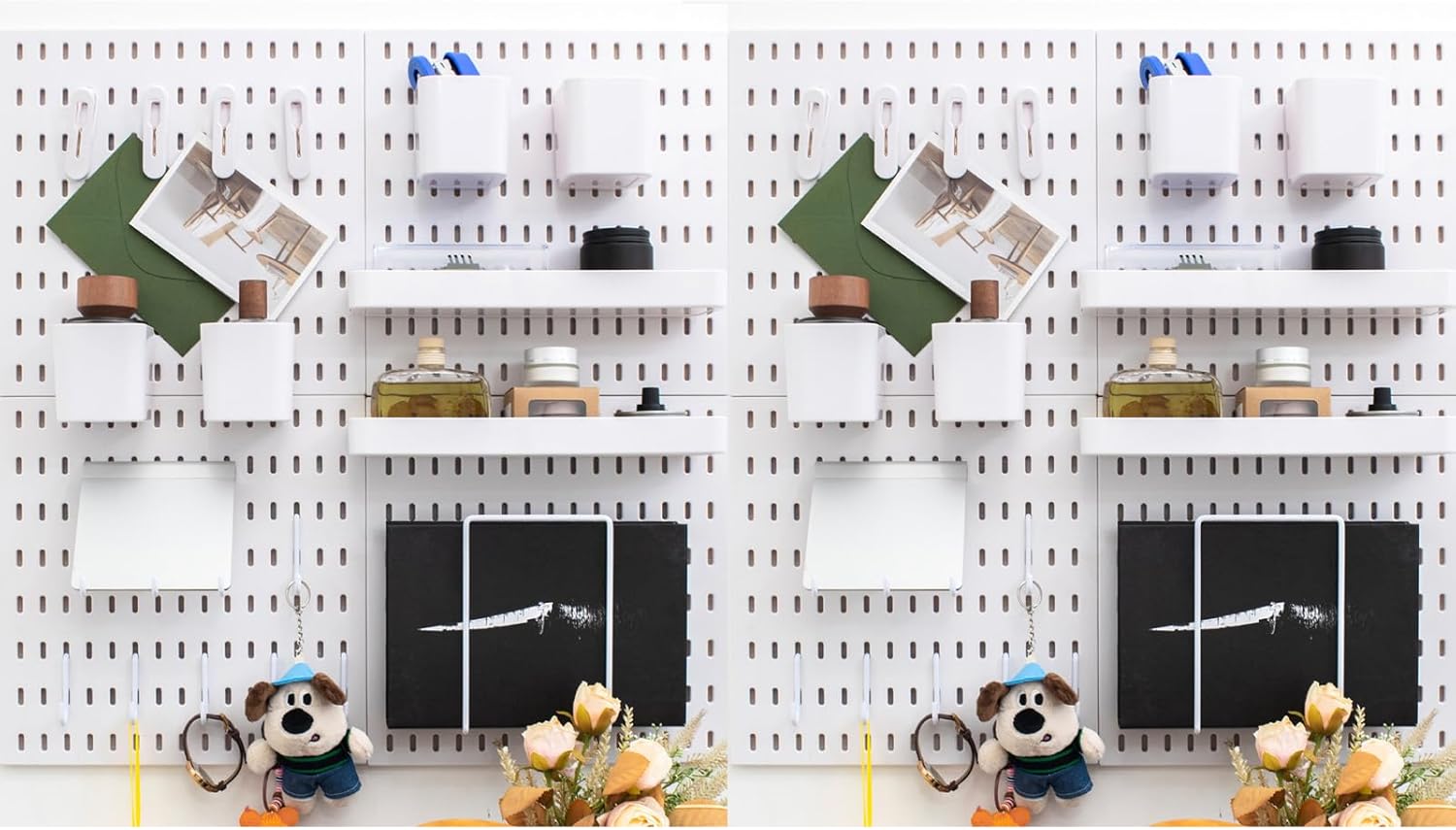 Wall-Mounted Pegboard Kit, 25.2" x 25.2" Organizer Panel – Large, Cost-Effective & Nail-Free Installation White