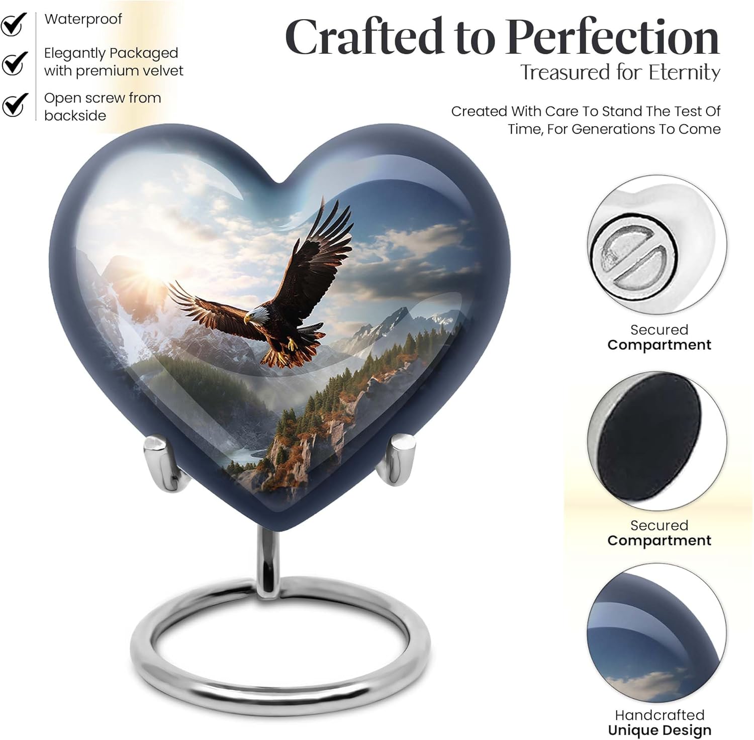 Eagle Flying in Valey Small Keepsake Urns for Human Ashes - Little Keepsake Urns for Adult Ashes Women & Men - Mini Cremation Urns for Ashes - Memorial Small Ashes Urn (Size- 3Inch)