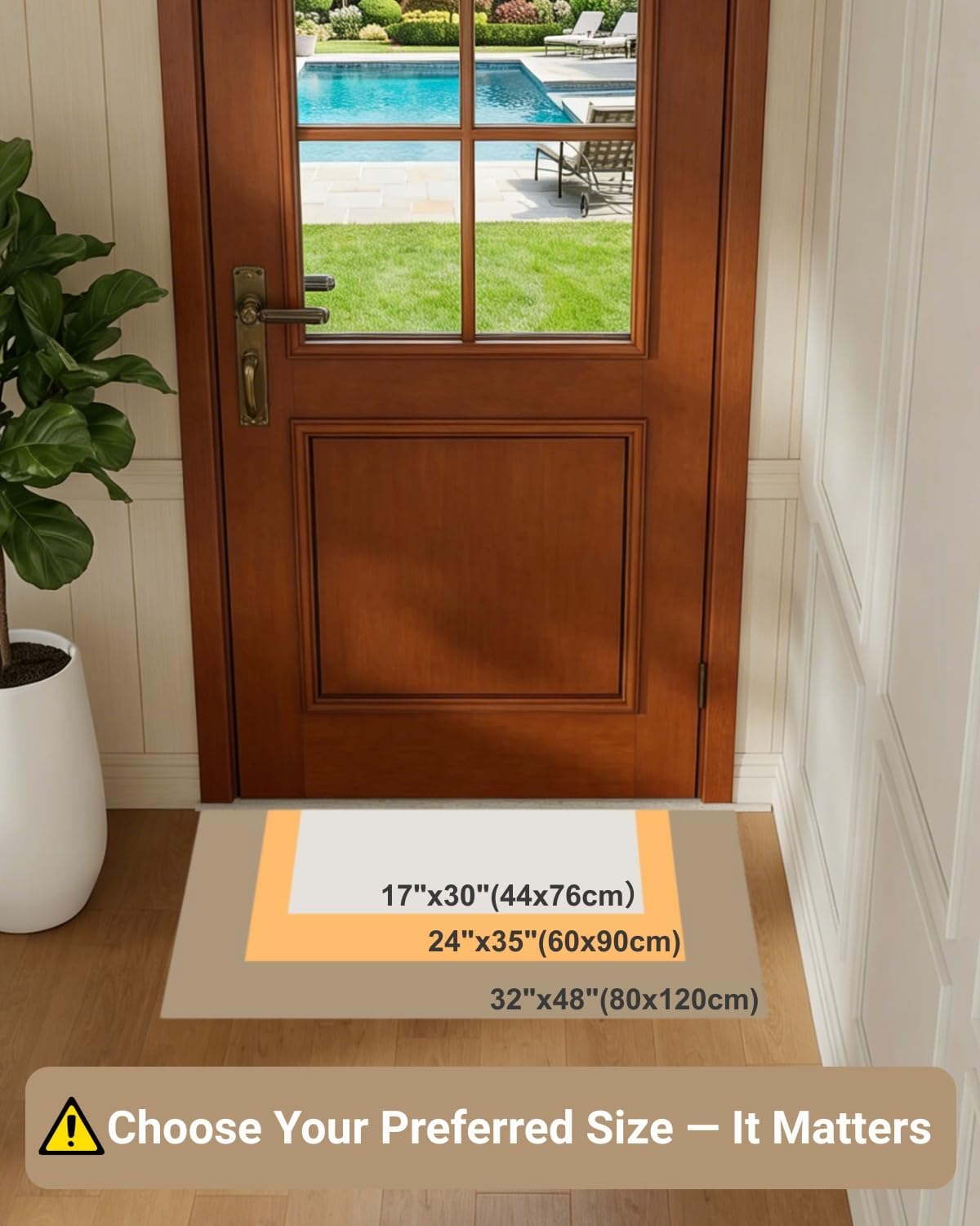 HearthCraft Ultra Thin Indoor Door Mat 24" x 36", Non Slip Entryway Rug, Low Profile Front Door Mat with Rubber Backing, Durable Inside Doormat for Entry, Patio, Porch, Beige