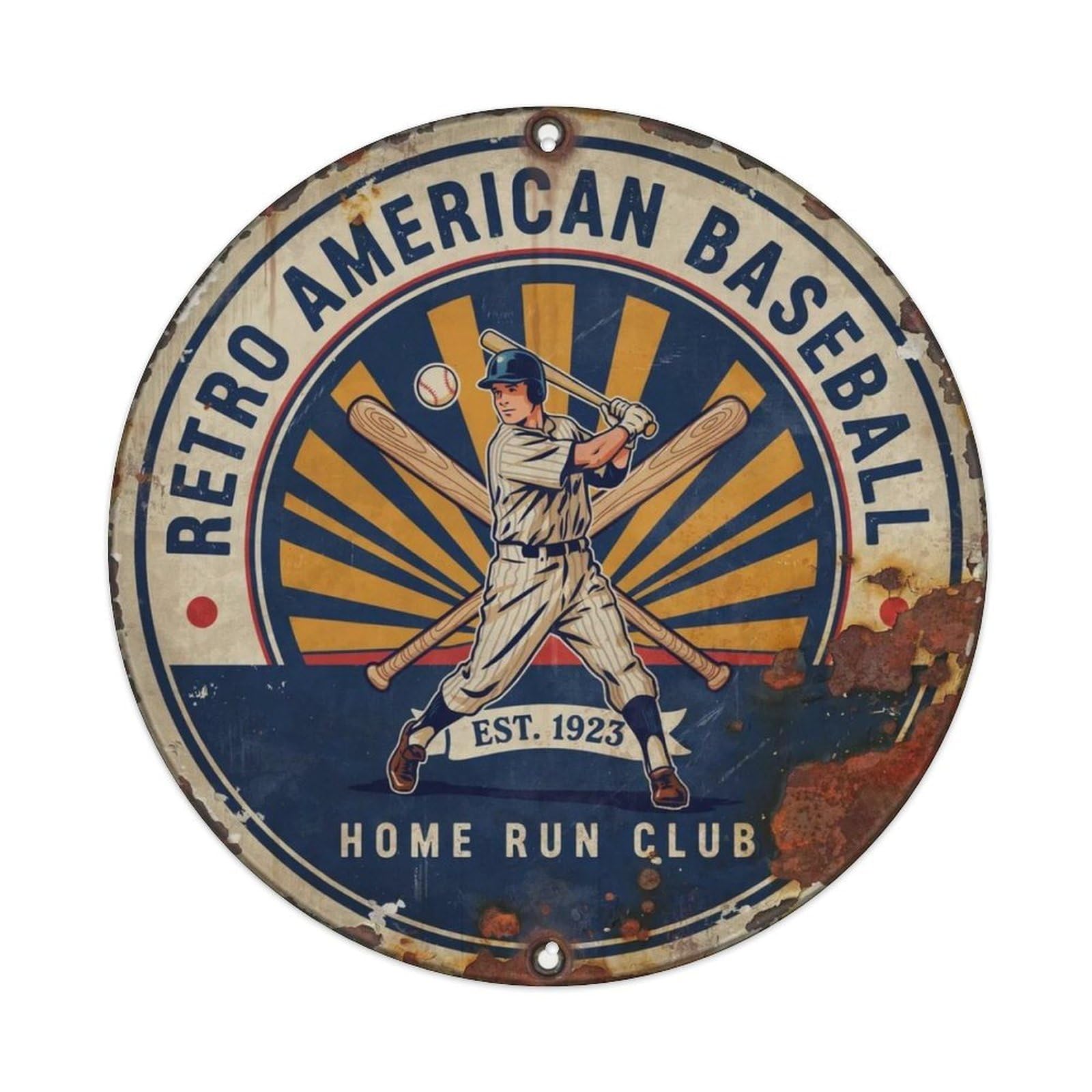 Retro American Baseball Style. Metal Tin Sign Plaque