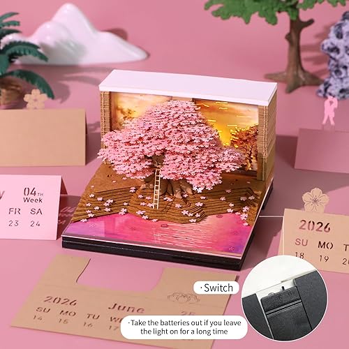 Miniatura 76 de RSLIPIN 3D Memo Pad Time Piece Calendar 2026,3D Calendar Memo Pad DIY Notes Notepad Paper Craft Art Romantic Tree House,2026 3D Desk Calendar With