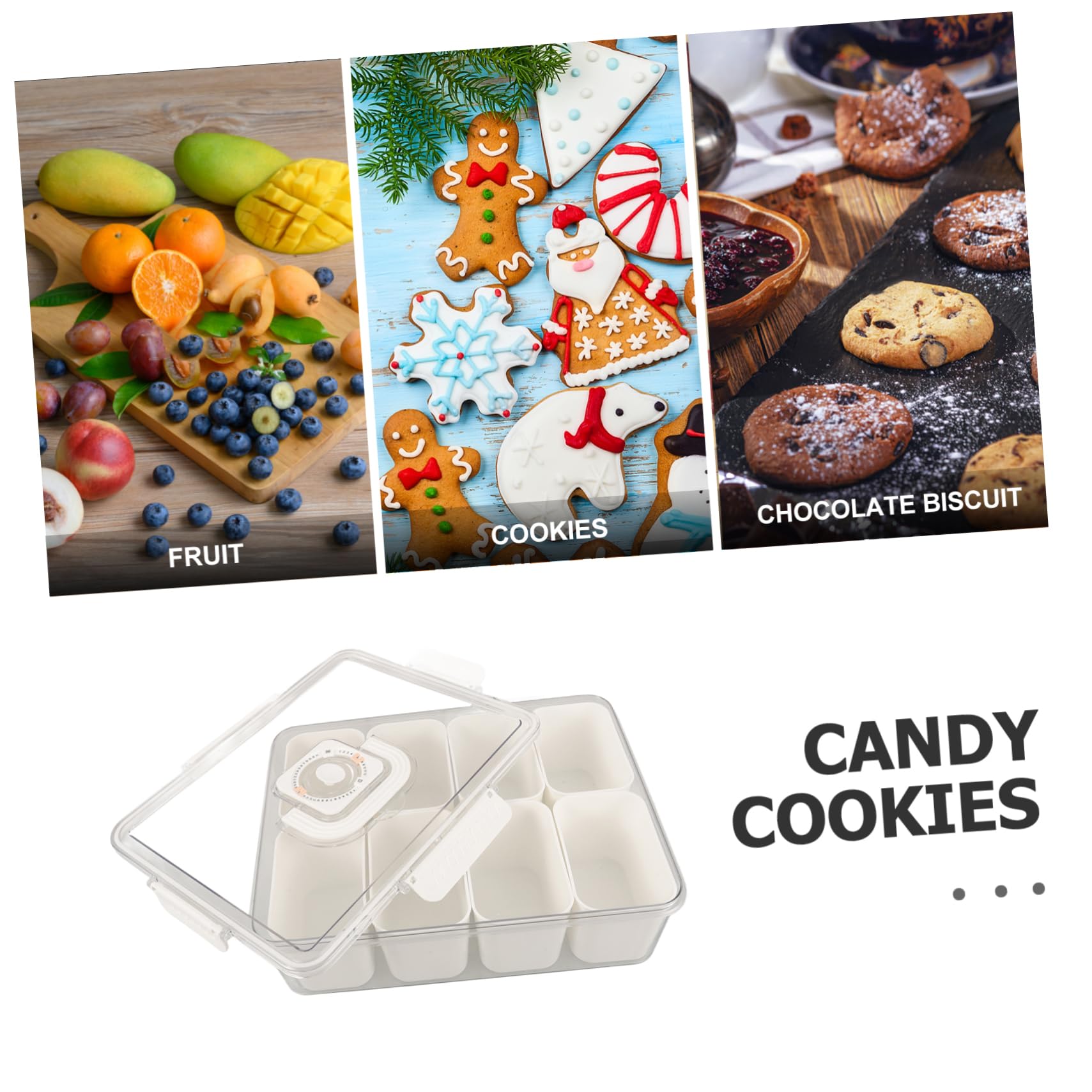 Scatola porta snack portatile in stile europeo con manico, vassoio compatto per caramelle e frutta secca per una facile conservazione e divertimento in movimento
