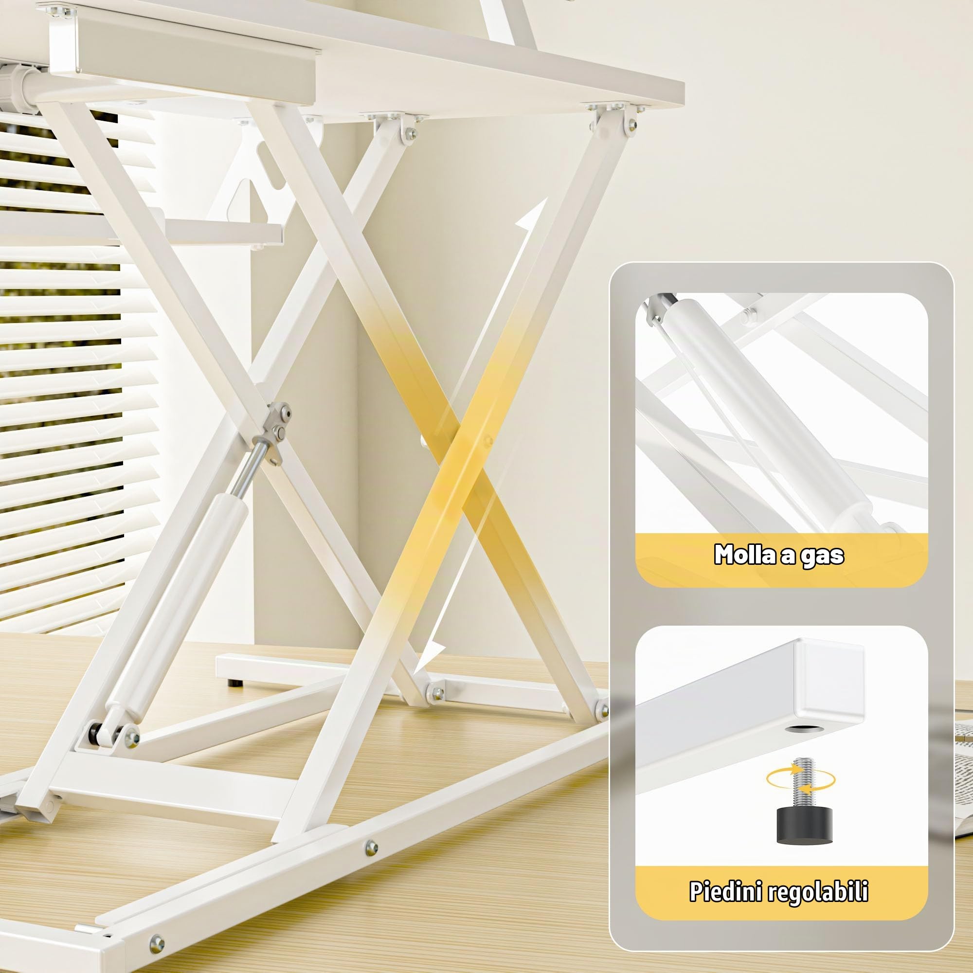 ERGOMAKER Convertitore da Scrivania In Piedi con Vassoio della Tastiera, supporto per scrivania 80 x 40 cm, con due monitor，Noir