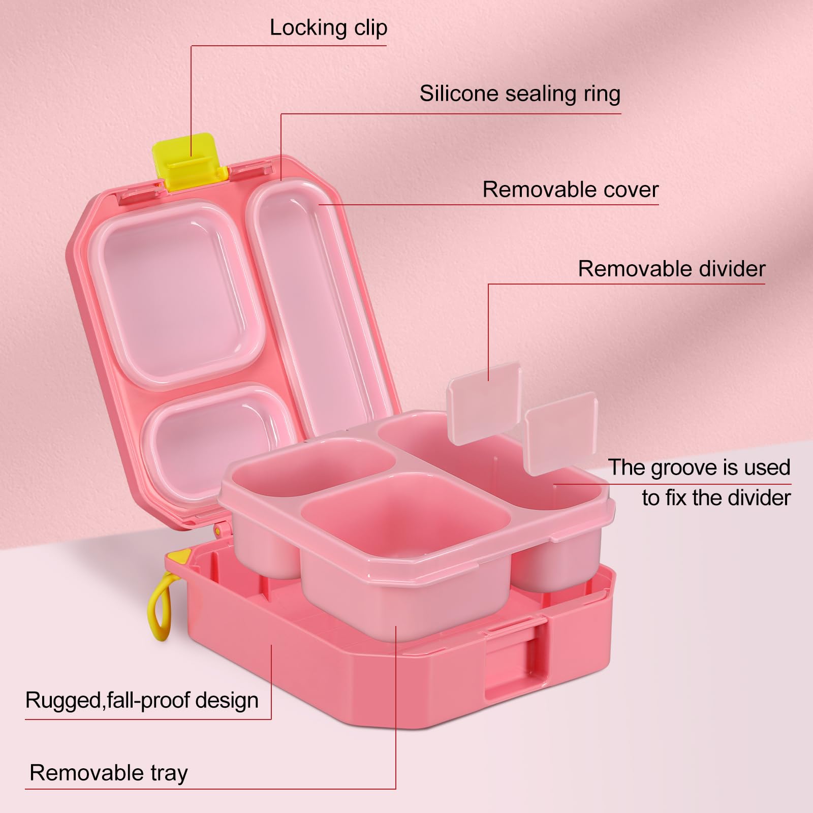 wiwens Juego de lonchera Bento para niños con recipiente térmico de sopa de 12 onzas a prueba de fugas con 5 compartimentos, tarro térmico de comida caliente y bolsa de almuerzo aislada para niños