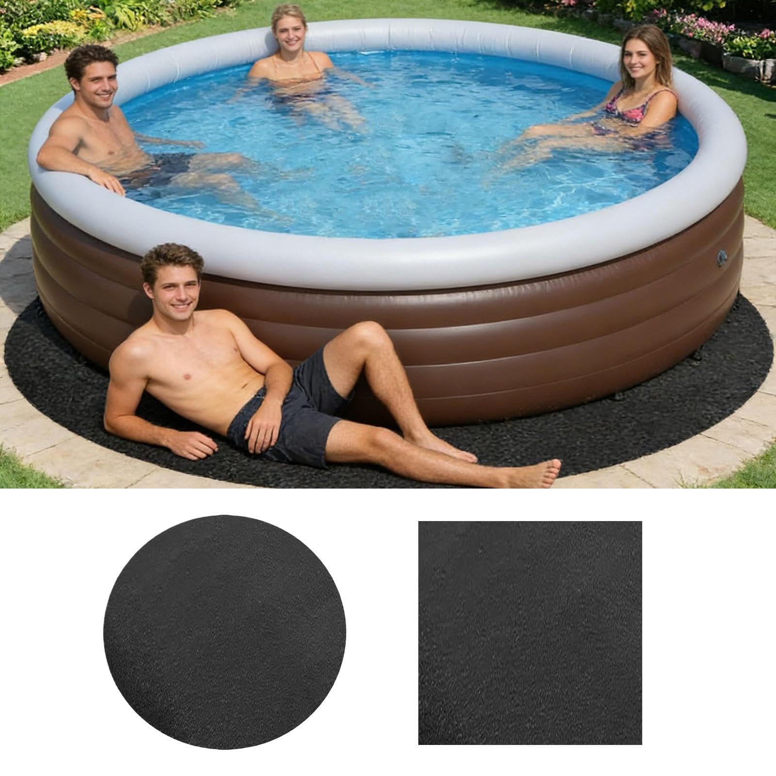 Tapis De Sol pour Piscine, 4 * 4 M Bâche De Protection Robuste Et Anti-Crevaison, Ta-pis So-l Universel pour Piscine Tubulaire, Tapis Sol Pis-cine, Gonflable Et Spa, Rond/Rectangulaire