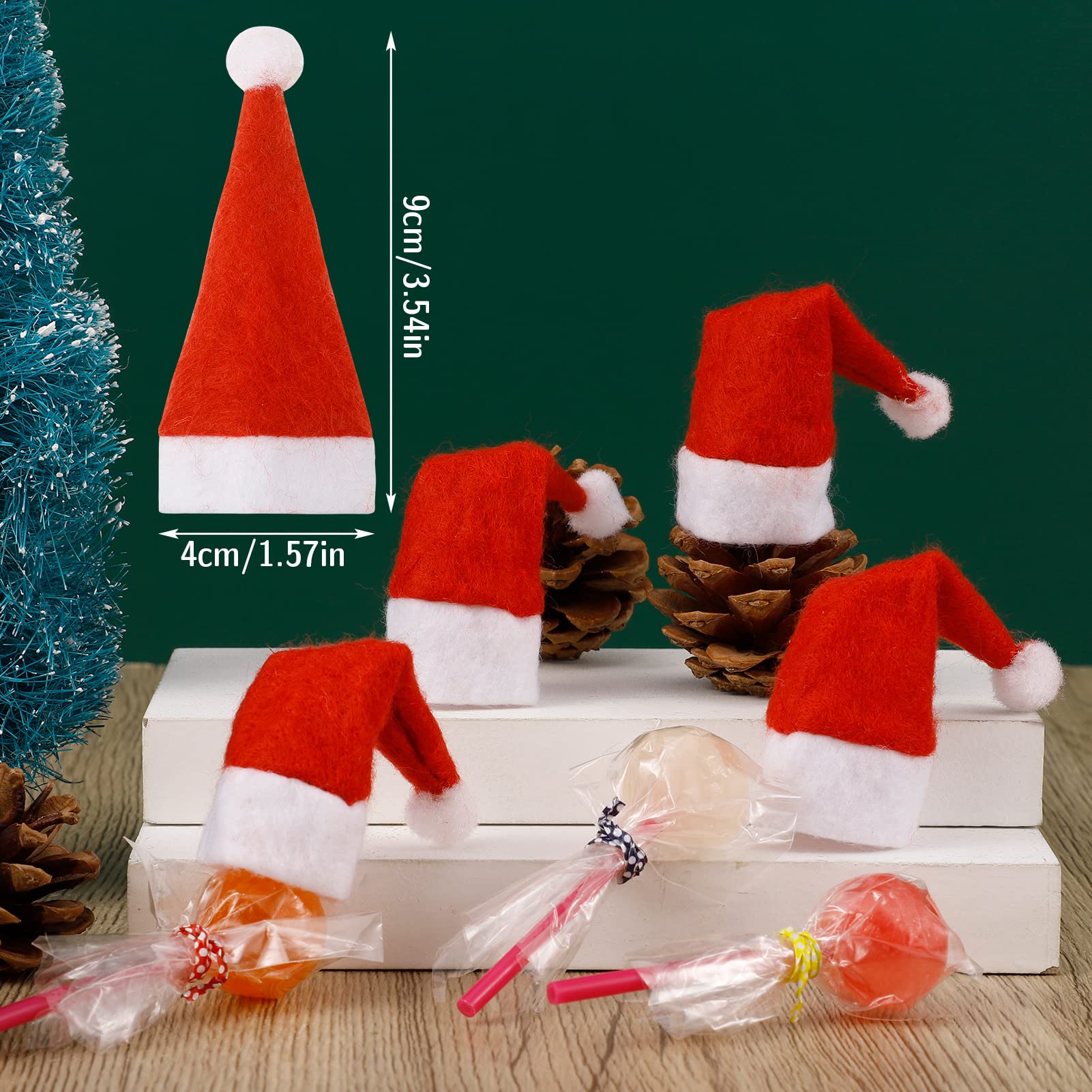 24 Stück Mini Weihnachtsmützen & Schals – Rot-weiß, Aus Wolle, Für Deko & Weinflaschen