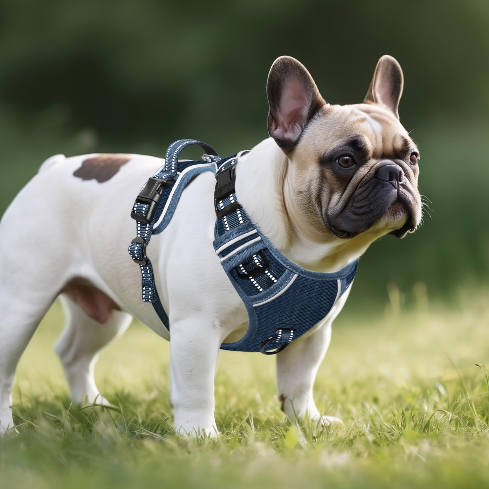 HEELE Pettorina Cane, Imbracatura Sganciata Rapido dal Collo, Pettorina Anti-tiro Riflettente e Regolabile con Maniglia Comoda, Morbida e Imbottita per Cani Piccola Media Grande, Blu Reale S